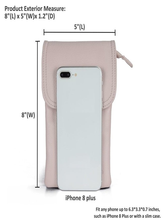 بيفن محفظة هاتف محمول صغيرة من الجلد الطبيعي من بيفين، حقيبة كروس صغيرة للنساء - تناسب آيفون 15 برو ماكس (بيج فاتح وردي) - Image 5